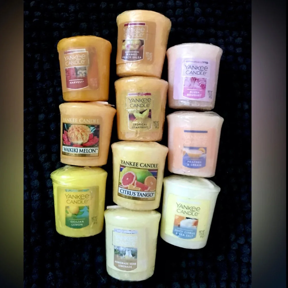 10 piece lot Yankee Candle Votive Candles - Assorted bright Pastel fruit floral
